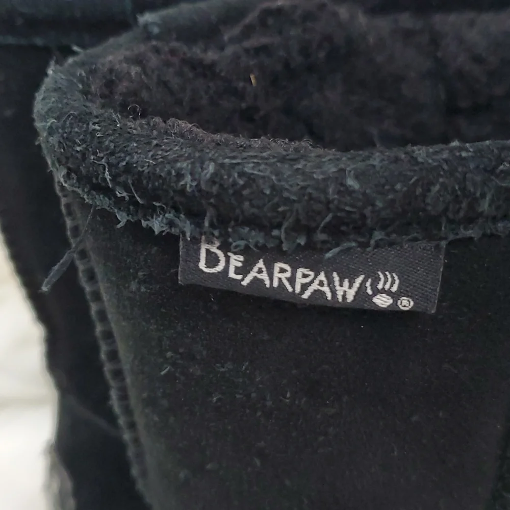 Bearpaw Girls Winter Snow Boots Size 2 Black Suede Warm Lined Boots